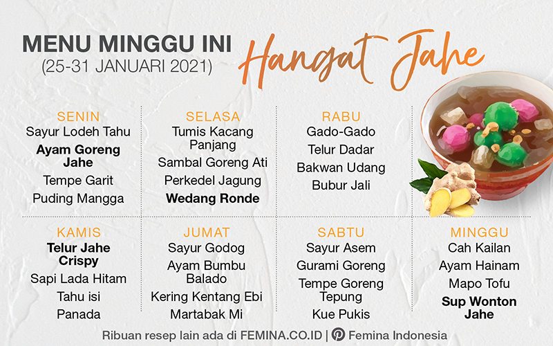 Daftar Menu Mingguan 25 31 Januari 2021 Hangat Jahe Femina miss india 2020 will be the 57th edition of the femina miss india beauty pageant. januari 2021 hangat jahe