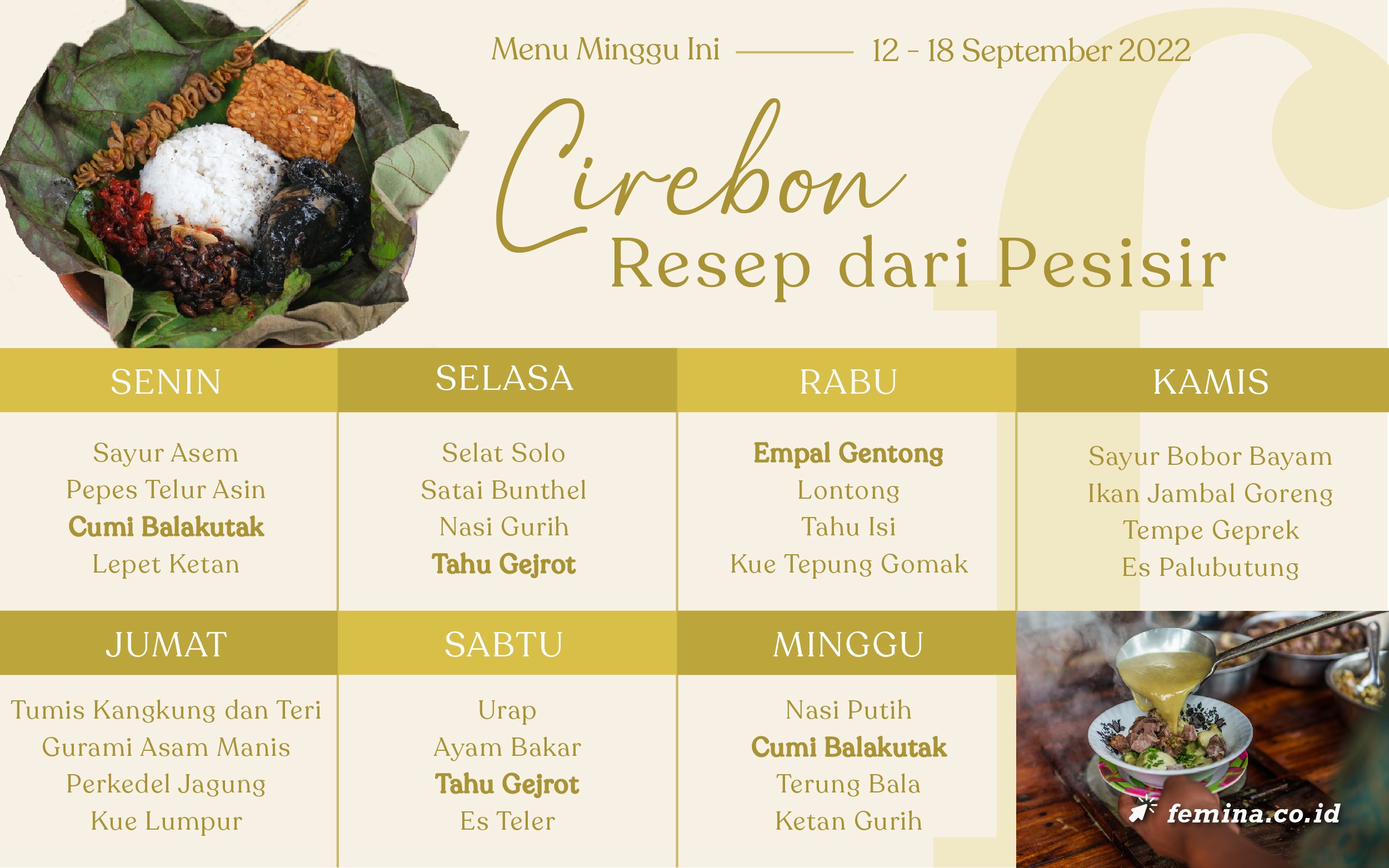 Menu Mingguan (12-18 September 2022): Cirebon, Resep dari Pesisir